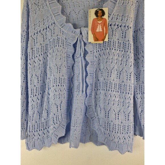 Vintage WHITE STAG Blue Crochet Knit Open Cardigan Women's Large 12/14 Y2K Boho - Picture 4 of 4